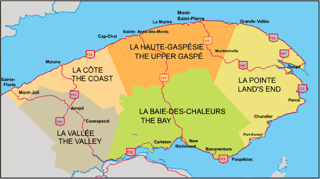 Carte de la Gaspesie